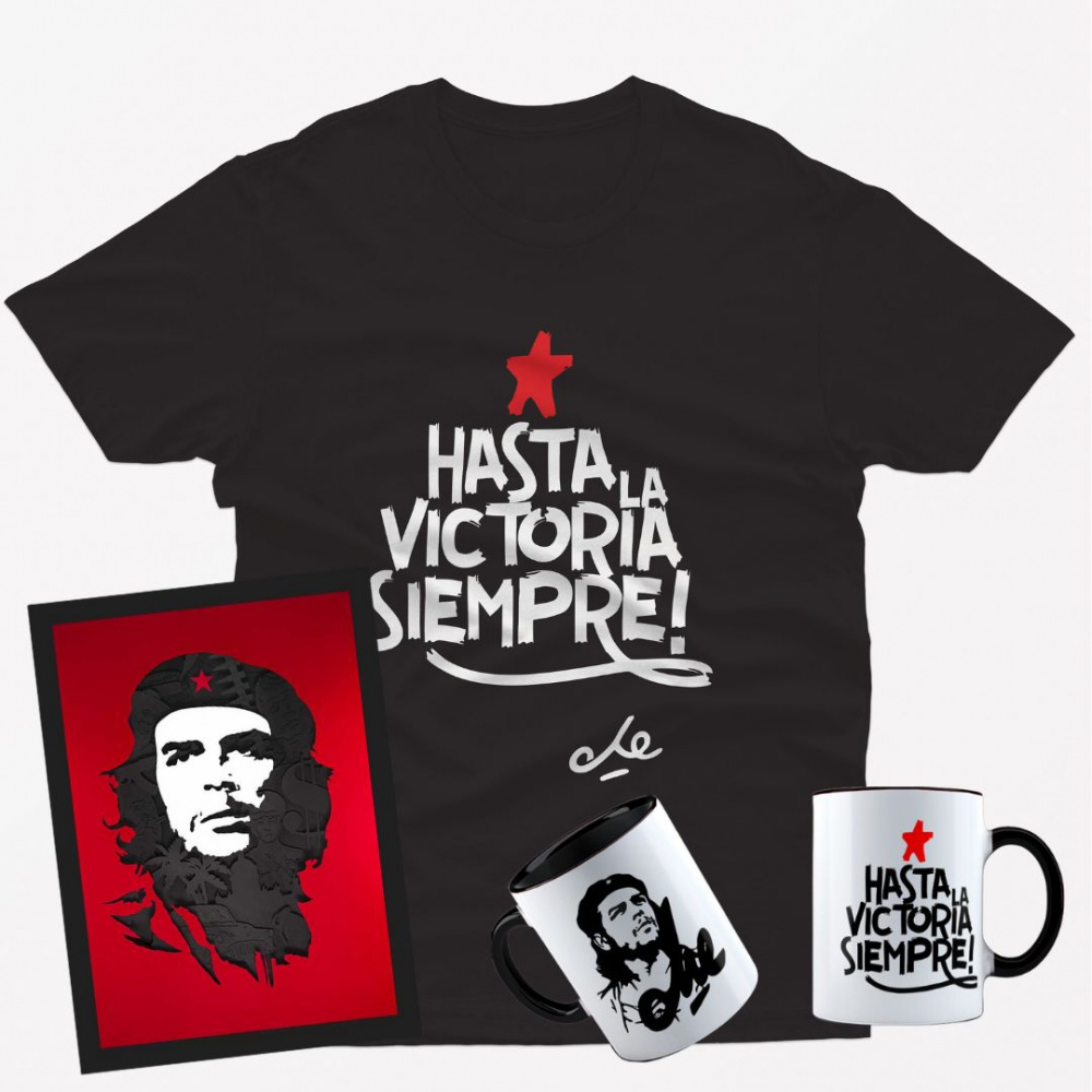 Kit Che Guevara Hasta La Victoria: Camiseta + Caneca + Quadro
