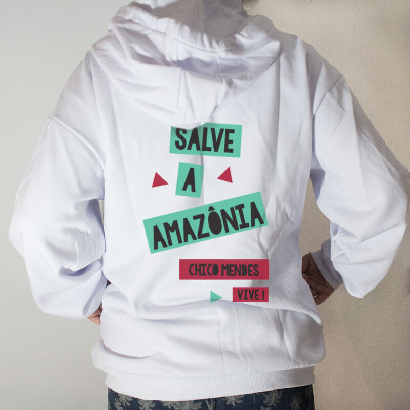 Moletom com capuz Chico Mendes, Salve a Amazônia