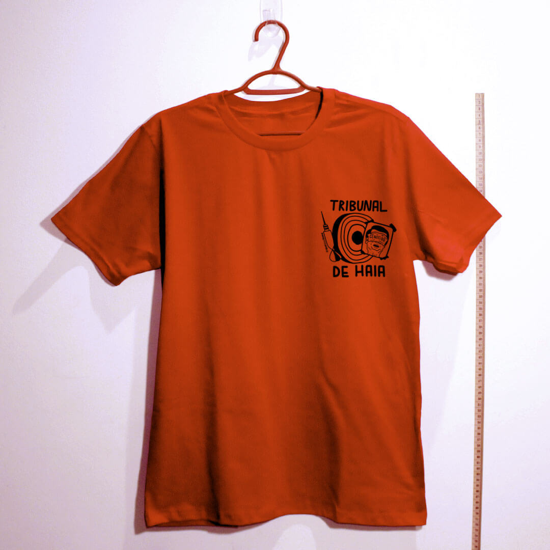 Camiseta infantil Fora Bolsonaro, Tribunal de Haia (Escudo)