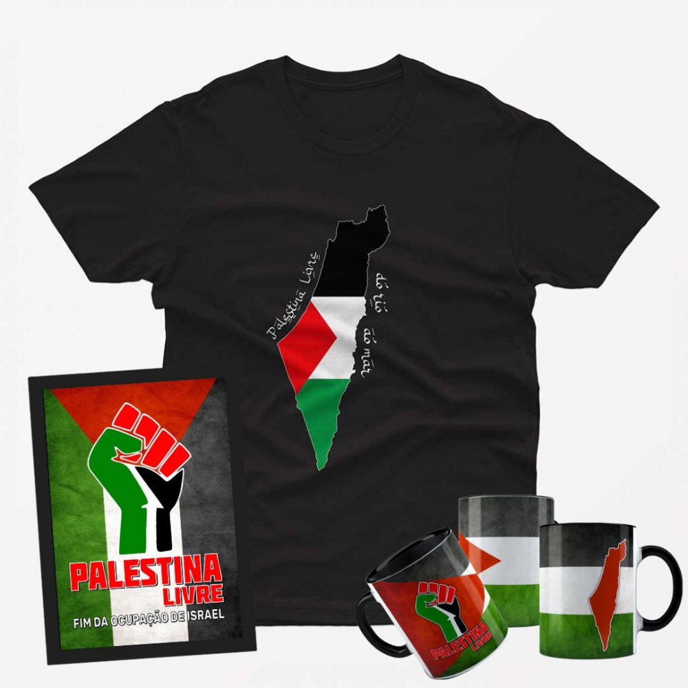 Kit Palestina: Camiseta + Caneca + Quadro