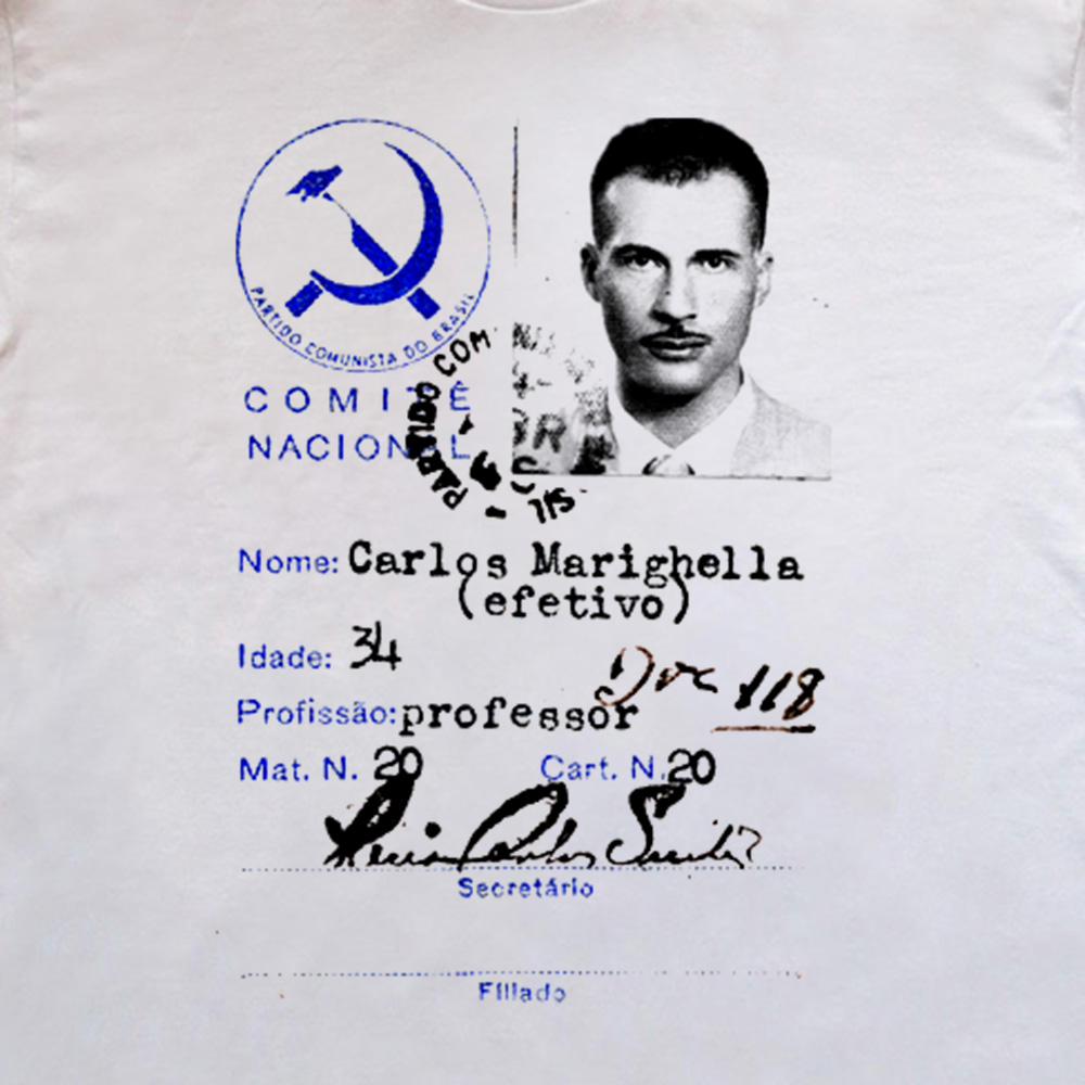 Camiseta Carlos Marighella PCB Filiação Comunista