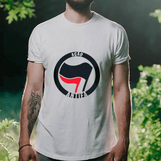 Camiseta de algodão Ação Antifa