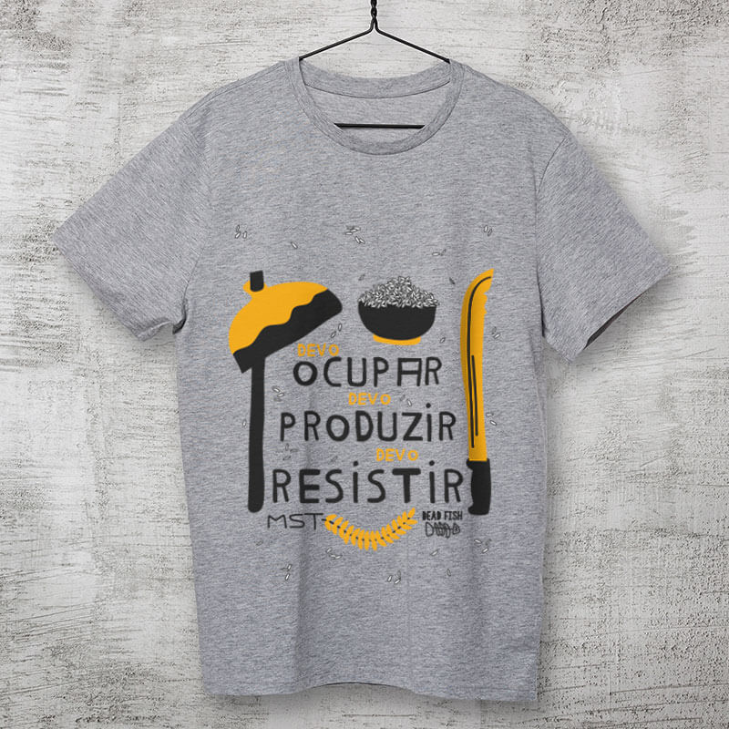 Camiseta de algodão MST, Devo ocupar, devo resistir