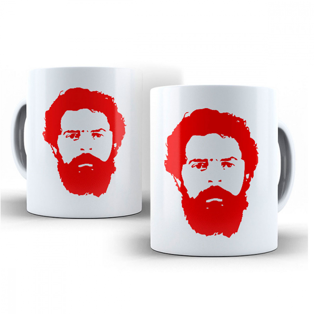 Caneca Lula Rosto: Vermelho ou preto