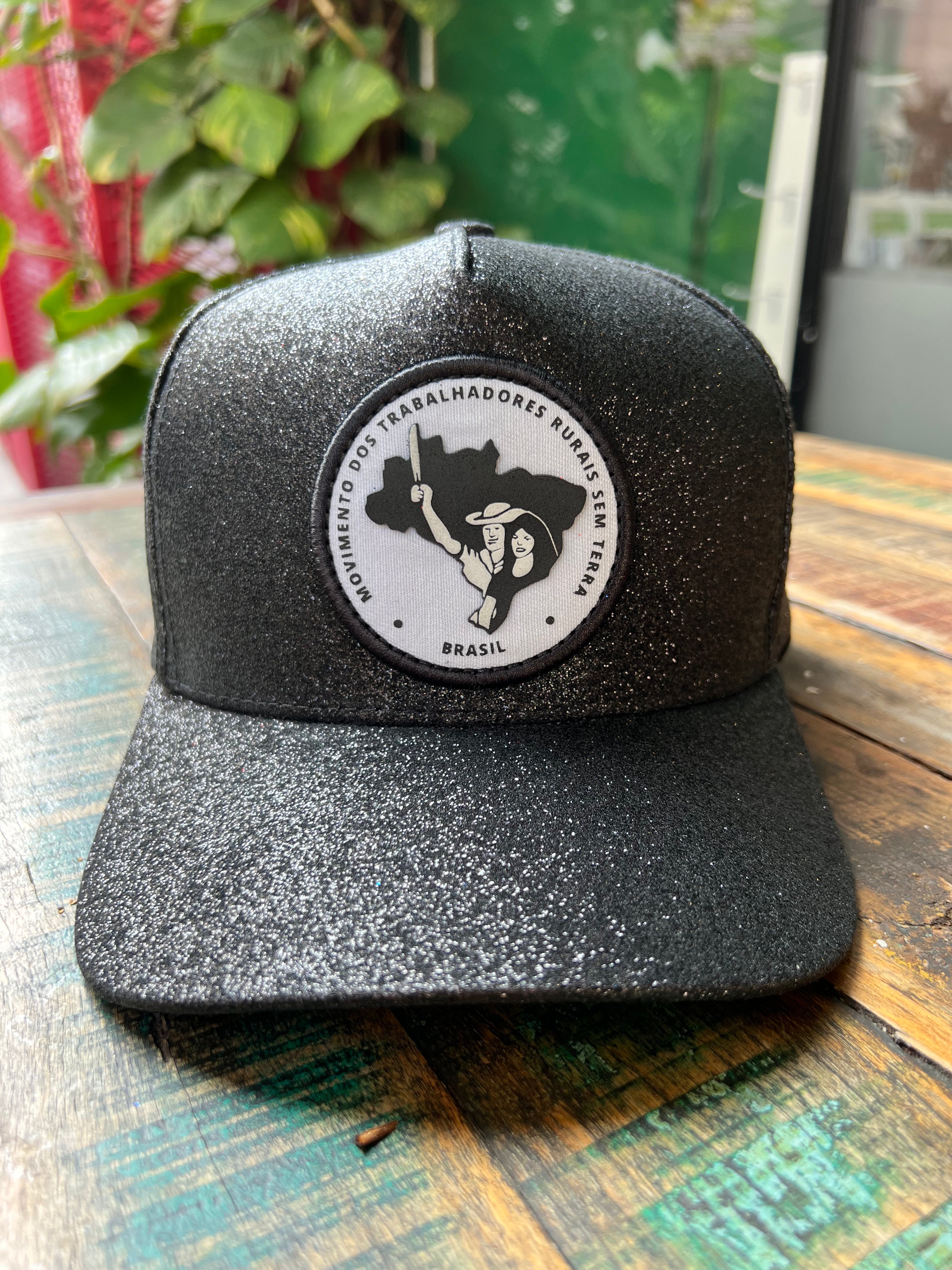 Boné MST: Preto com Glitter, MST Bordado