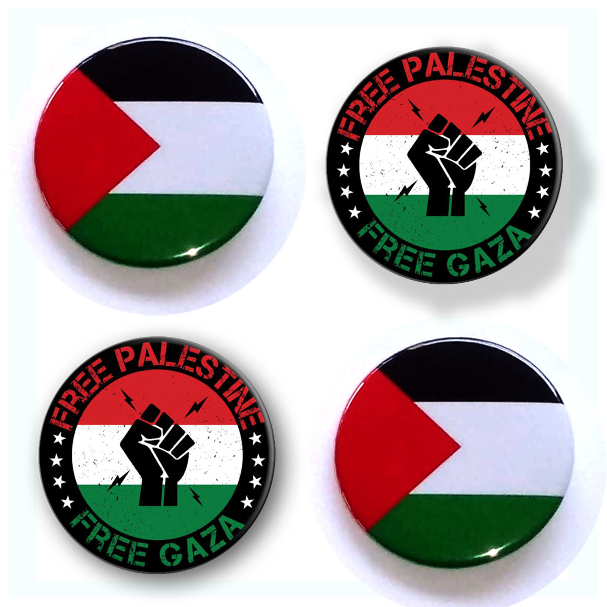 Kit 4 Bottons Palestina e Bandeira Palestina