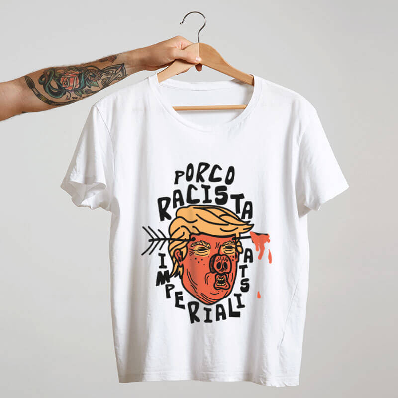 Camiseta de algodão Donald Trump Porco Fascista